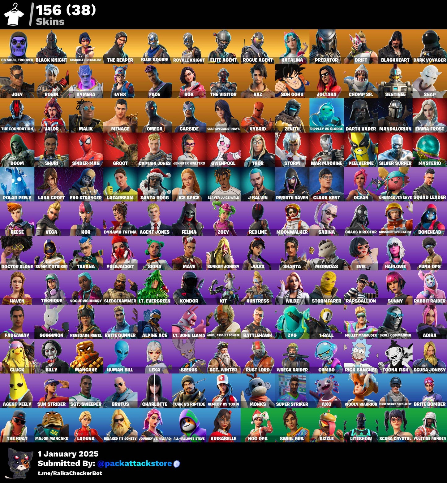 Fortnite Account - 156 Skins | OG Skull Trooper, Black Knight, Sparkle Specialist