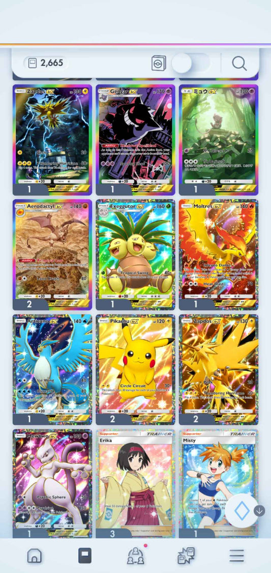 Pokémon TCG Pocket: LvL. 34 | 2600+ Cards | 2 Crown Cards + 8 Immersive Cards | Charizard & Dialga Crown EX | Charizard, Pikachu, Mewtwo, Celebi & Palkia Immersive