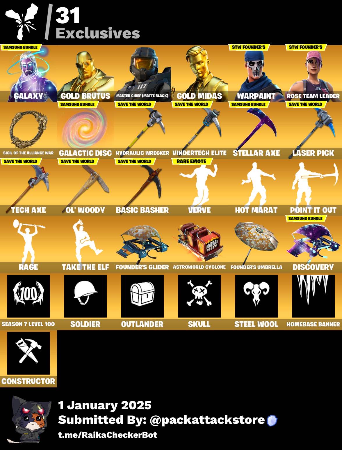Fortnite Account - 86 Skins | Galaxy, OG STW, Master Chief, Sentinel, The Joker, Minato Hakaru