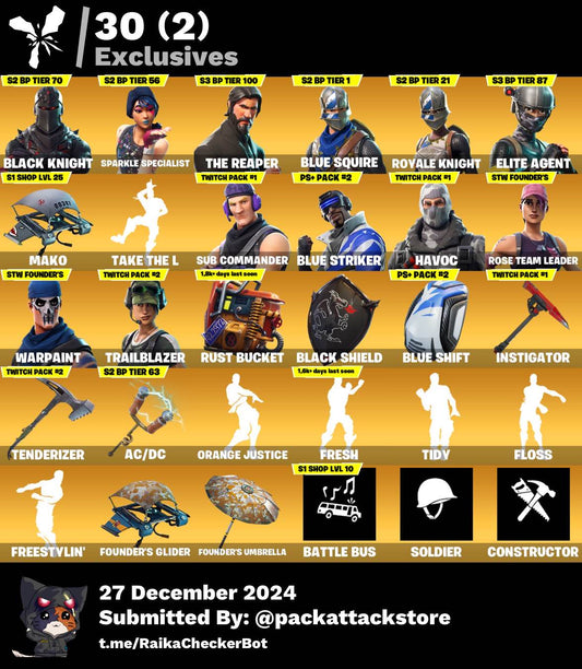 Fortnite Account - 44 skins | Black Knight, OG STW, Sparkle Specialist, The Reaper, Mako