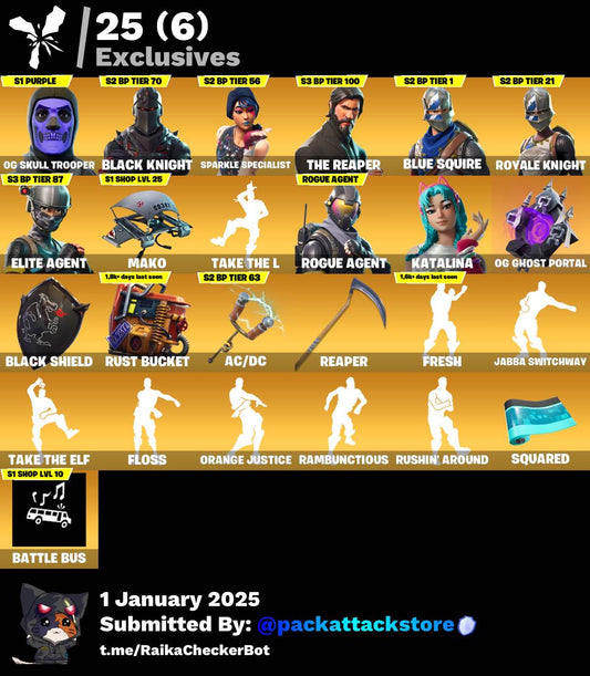 Fortnite Account - 156 Skins | OG Skull Trooper, Black Knight, Sparkle Specialist