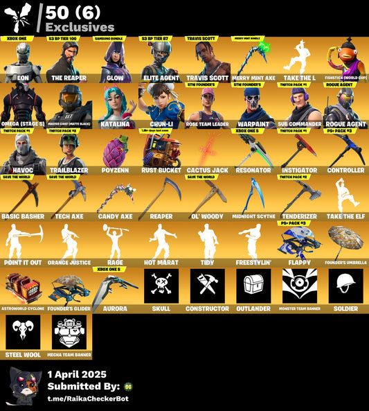 Fortnite Account - Eon , Travis Scott, Goku Black, Glow, Galaxy Grappler, Chun Li | 294 Skins