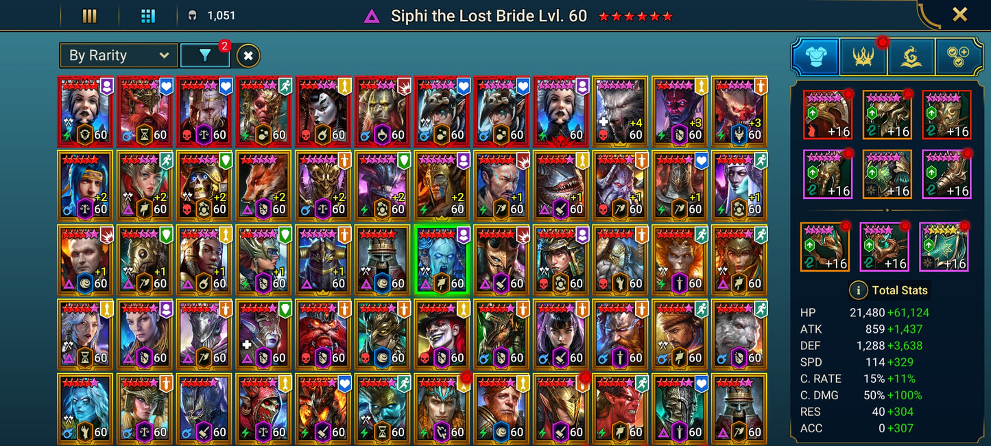 [24.75M Power] 9 Mythical Champions: Lady Mikage, Krixia(6) x2, Nais x2, Frolni(5), Gizmak, Embrys, Karnage + 337 Legendaries | 1k UNM & 1k NM Hydra & 1k UNM Chimera & 25 SD/25 Shogun Auto – RSL Account