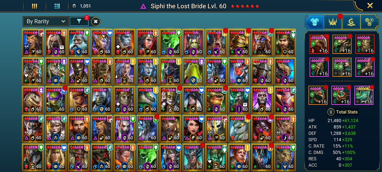 [24.75M Power] 9 Mythical Champions: Lady Mikage, Krixia(6) x2, Nais x2, Frolni(5), Gizmak, Embrys, Karnage + 337 Legendaries | 1k UNM & 1k NM Hydra & 1k UNM Chimera & 25 SD/25 Shogun Auto – RSL Account