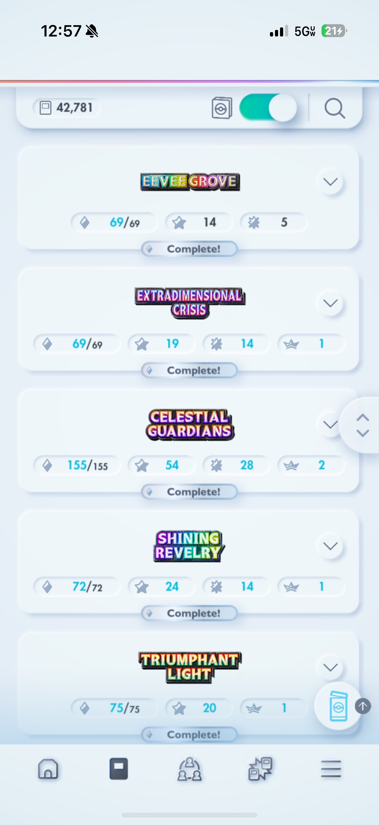 [42,000+ Cards] 19 Crown Cards + 59 Shiny 2-Stars + 76 Immersive + 113/117 Promo-A - Pokemon TCG Pocket Account