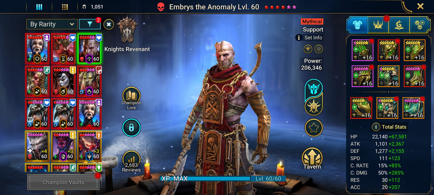 [24.75M Power] 9 Mythical Champions: Lady Mikage, Krixia(6) x2, Nais x2, Frolni(5), Gizmak, Embrys, Karnage + 337 Legendaries | 1k UNM & 1k NM Hydra & 1k UNM Chimera & 25 SD/25 Shogun Auto – RSL Account