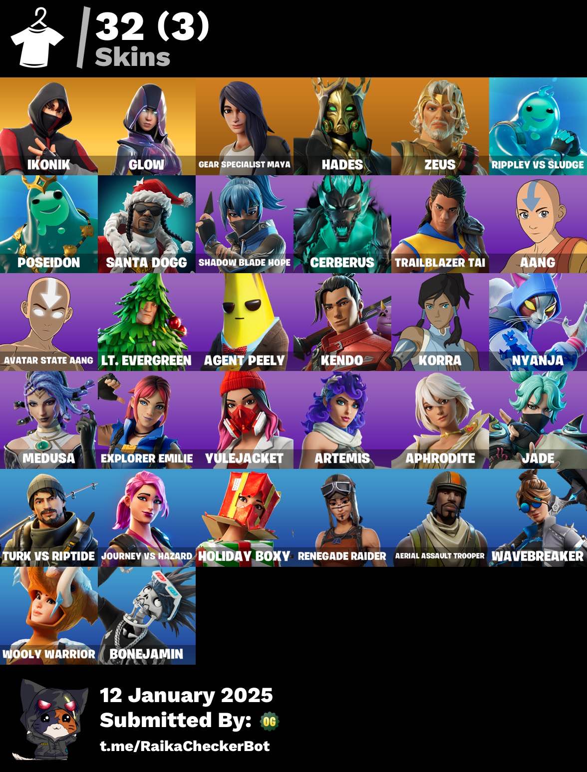 Fortnite Account - IKONIK, Glow, Renegade Raider (not OG), Assault Aerial (not OG), Hades | 32 Skins