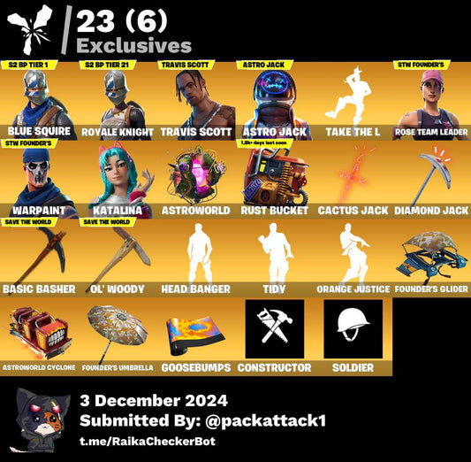 Fortnite Account - 58 Skins | OG STW, Travis Scott, Astro Jack, Katalina