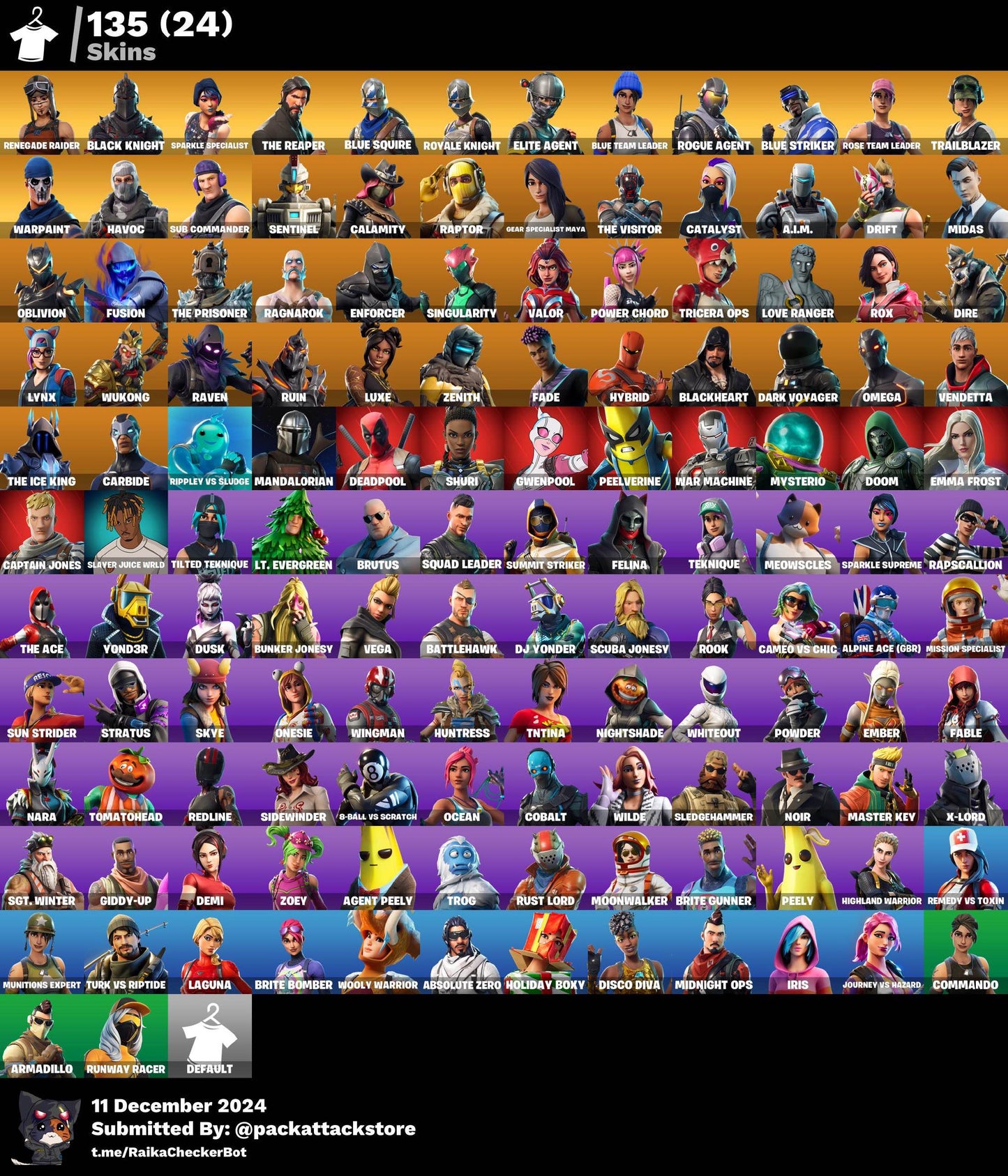 Fortnite Account - OG Renegade Raider, Black Knight, Mako | 135 Skins