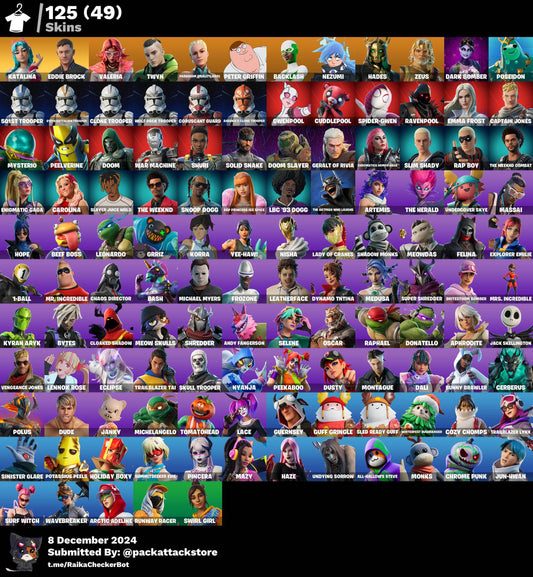 Fortnite Account - 125 Skins | Katalina, Eddie Brock, Hades, Zeus