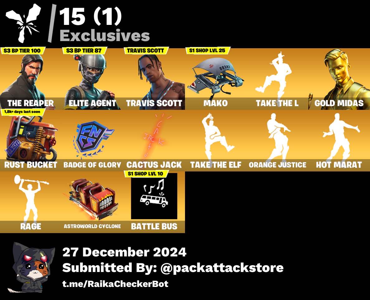 Fortnite Account - 80 Skins | Travis Scott, The Reaper, Elite Agent, Mako, Sentinel