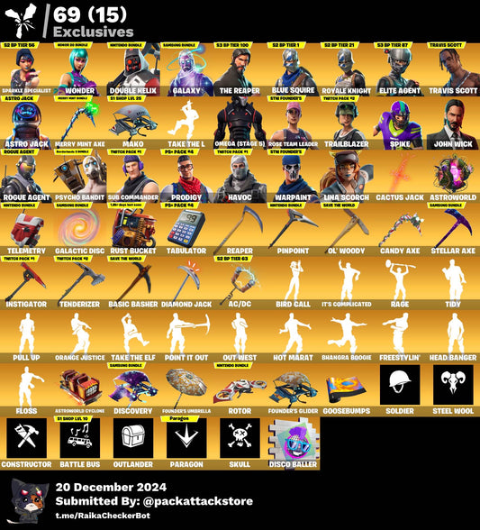 Fortnite Account - Double Helix, Galaxy, Travis Scott, Astro Jack, Wonder, OG STW | 362 Skins