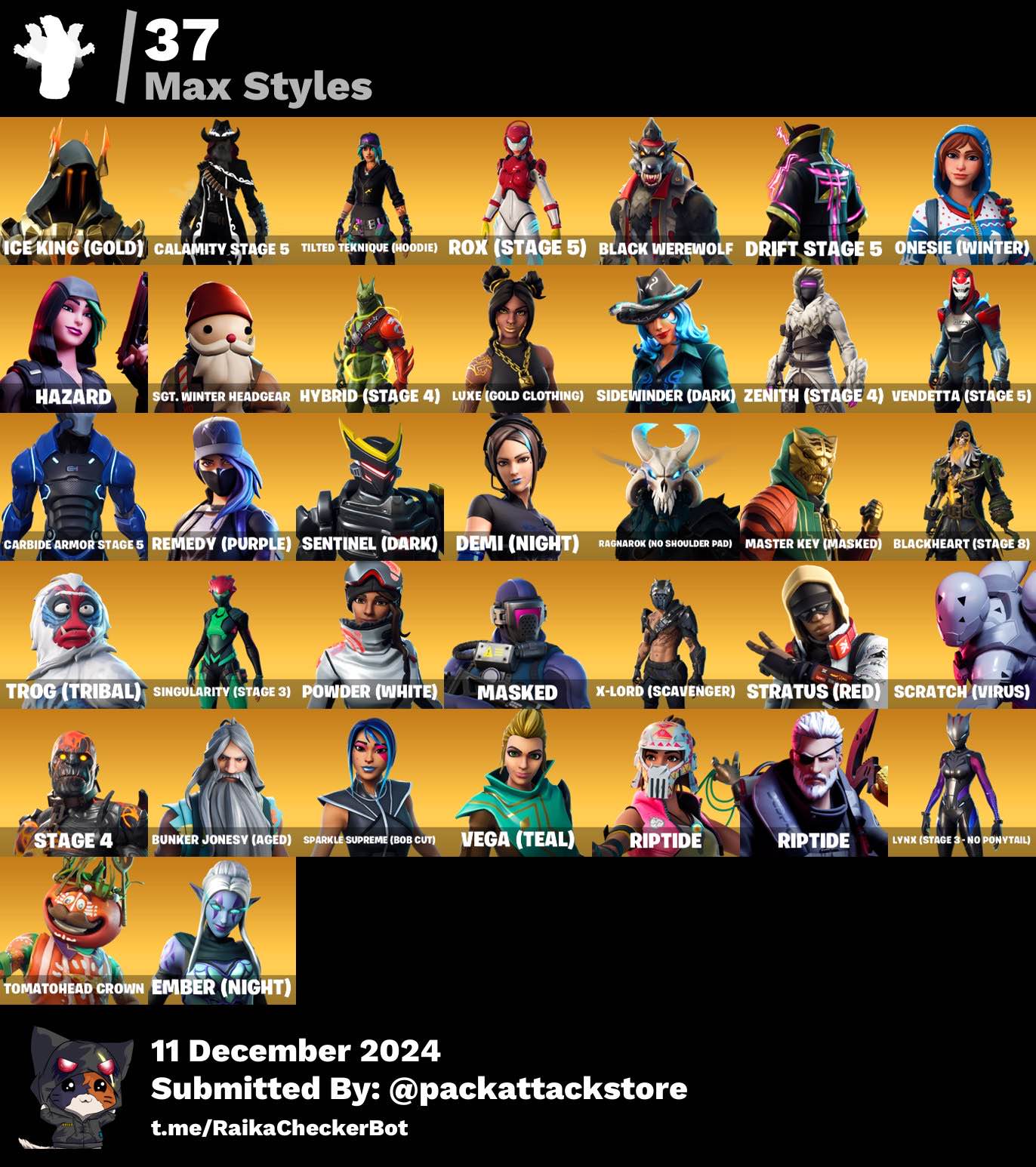 Fortnite Account - OG Renegade Raider, Black Knight, Mako | 135 Skins